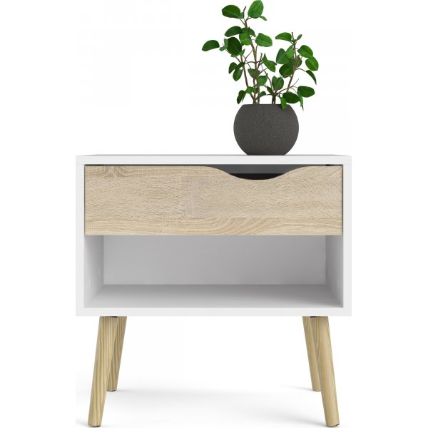 Oslo Nachttisch - Weiß/Eiche Oslo Nachttisch - Weiß/Eiche