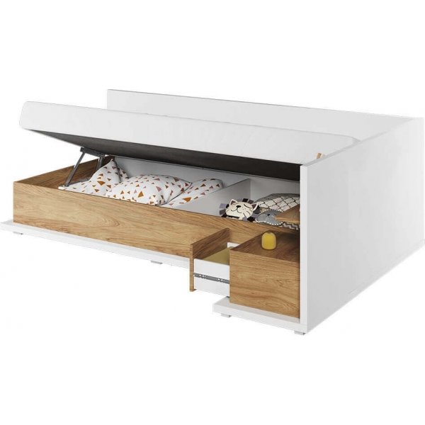 Simi Bett rechts 90 x 200 cm - Wei/Hickory