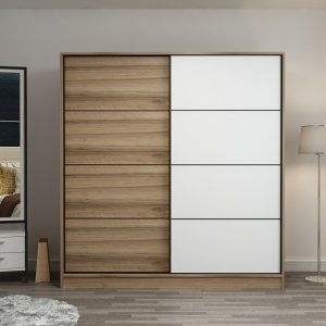 Kapusta Kleiderschrank 180 cm - Braun/Braun/Wei