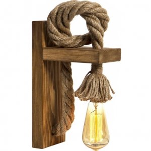 Wandlampe mit Seil und Holz Wandlampe mit Seil und Holz