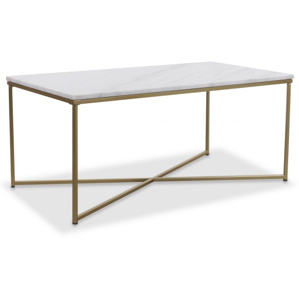 Maryland Couchtisch 110 - weier, echter Marmor / Mattes Messing
