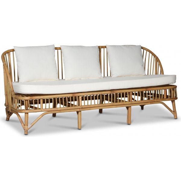 Baboo 3-Sitzer Sofa mit Kissen - Rattan natur