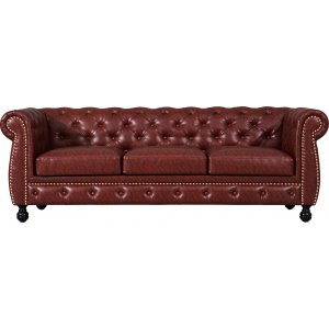 Chesterfield-Sofa 3-Sitzer in braunem PU