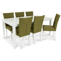 Sandhamn Essgruppe 180 cm mit 6 Crocket-Stühlen - Weiß / Grün Sandhamn Essgruppe 180 cm mit 6 Crocket-Stühlen - Weiß / Grün