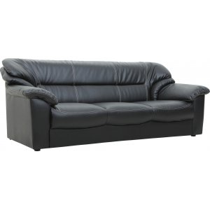 Dominic 3-Sitzer-Sofa aus schwarzem Kunstleder + Fleckentferner fr Mbel