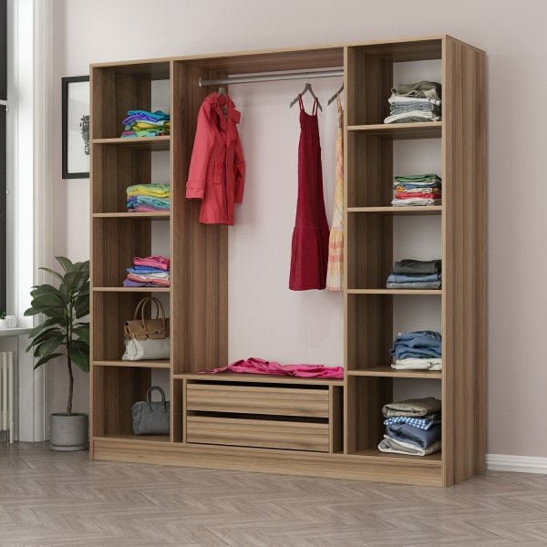 Cavolo Kleiderschrank 180x52x210 cm - Braun/Rauch