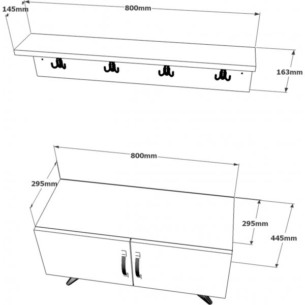 Eclair Flurmöbel - Pinie/Anthrazit/Rot Eclair Flurmöbel - Pinie/Anthrazit/Rot