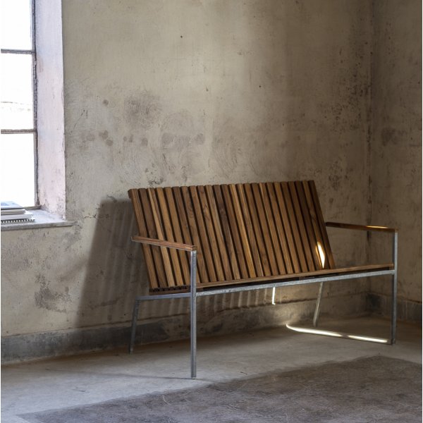 Alva Bank - Teak/galvanisiertes Metall