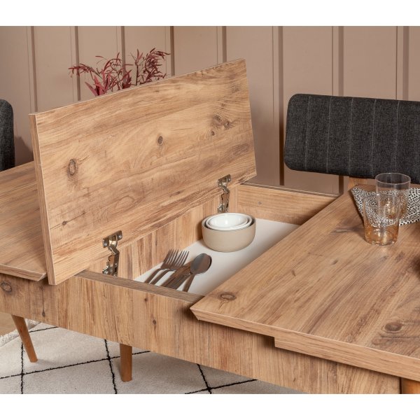 Vina 1053 Essgruppe mit Sofa - Pinie/anthrazit Vina 1053 Essgruppe mit Sofa - Pinie/anthrazit