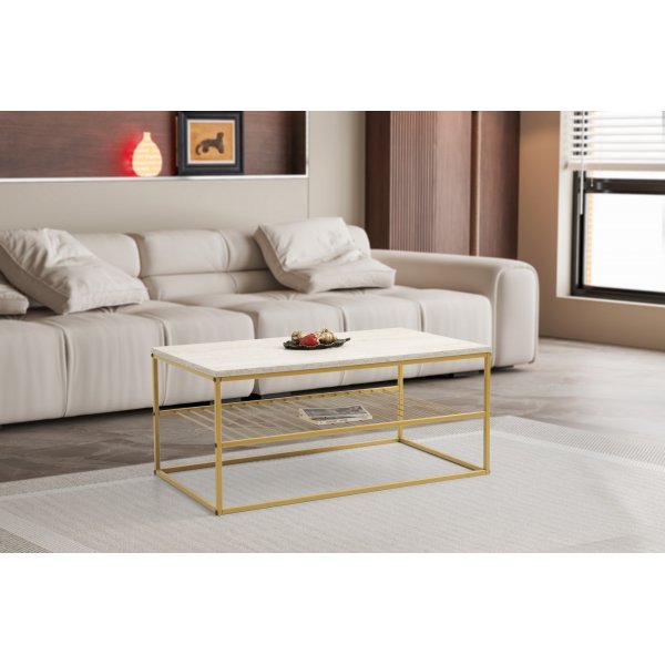 Asude Couchtisch - Gold/Marmor Asude Couchtisch - Gold/Marmor