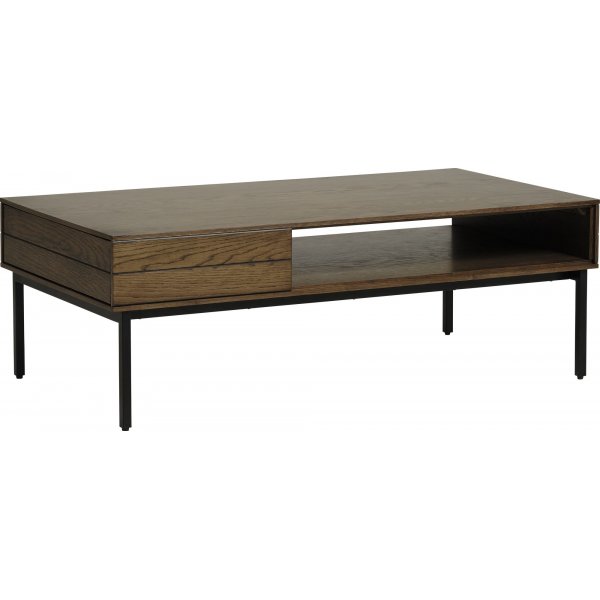 Inez Couchtisch aus braun gelter Eiche mit Aufbewahrungsbox - 120 x 62 cm