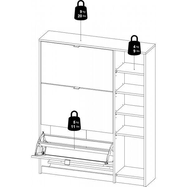 Schuhschrank mit Tür und 3 Fächern - Eiche/Weiß Schuhschrank mit Tür und 3 Fächern - Eiche/Weiß