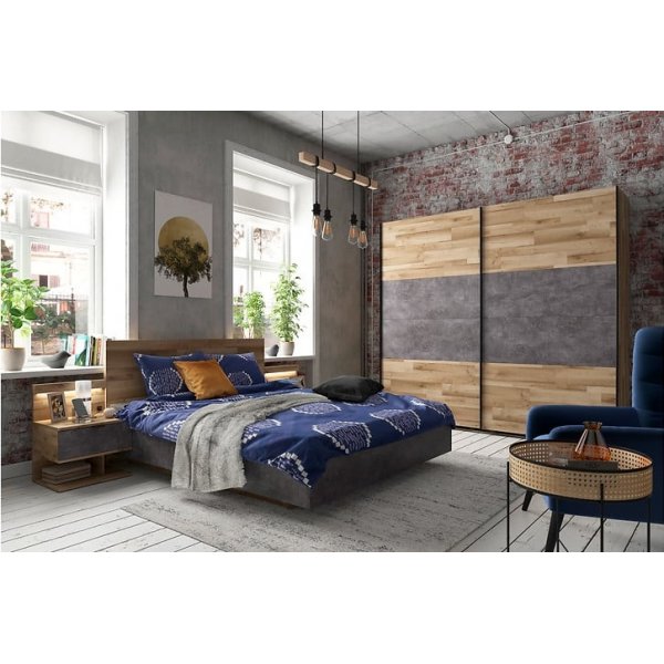 Arica Nachttisch links - Eiche/grau