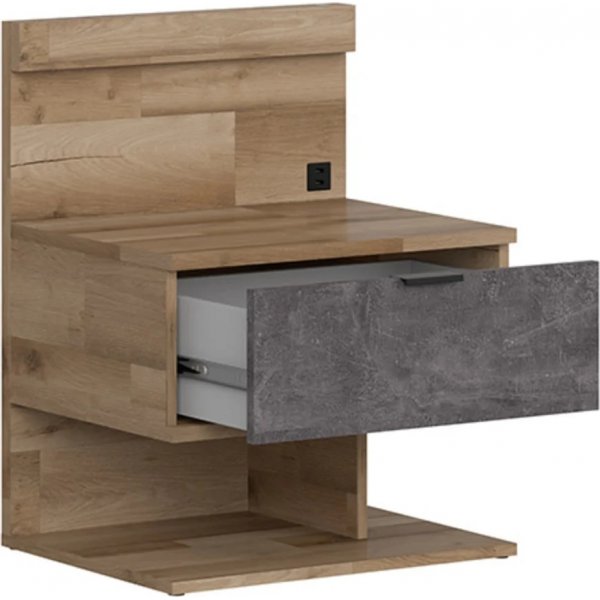 Arica Nachttisch links - Eiche/grau