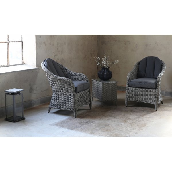Solhaga Gartenmbel-Set 2 Sessel mit Tisch - Graues synthetisches Rattan