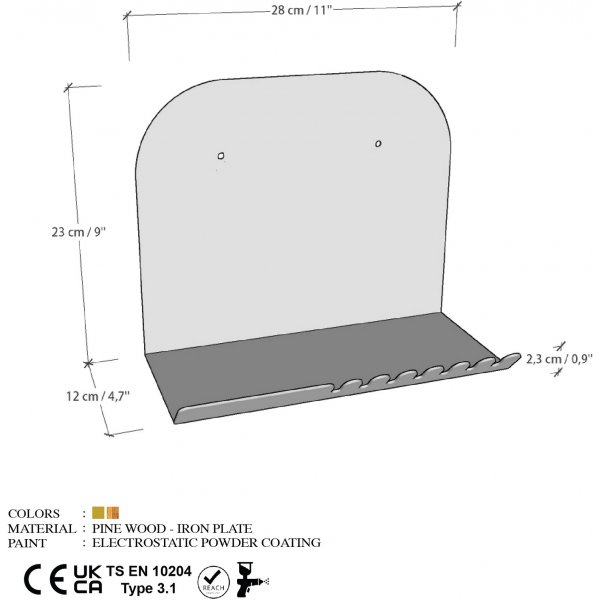 Kurzes Wandregal - Schwarz