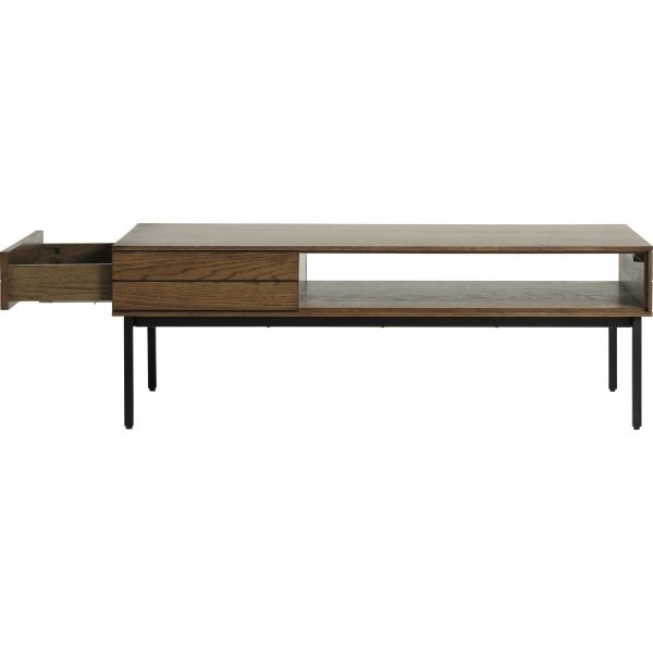 Inez Couchtisch aus braun gelter Eiche mit Aufbewahrungsbox - 120 x 62 cm