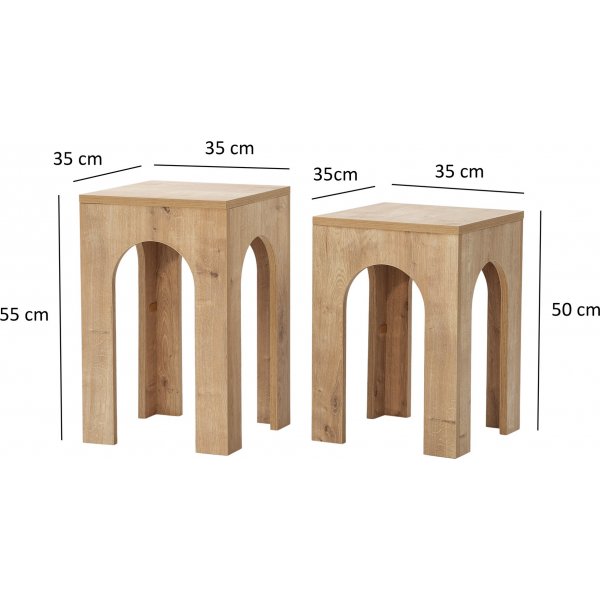 Collesium Beistelltisch-Set 35/35 x 35/35 cm - Eiche