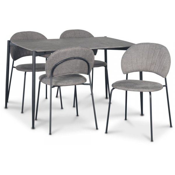 Lokrume Essgruppe 120 cm Tisch in Betonimitation + 4 Sthle Hogrn grau