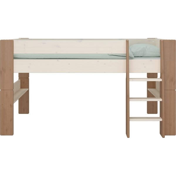 Fr Kinder-Hochbett 90 x 200 cm - Wei/Grau/Braun