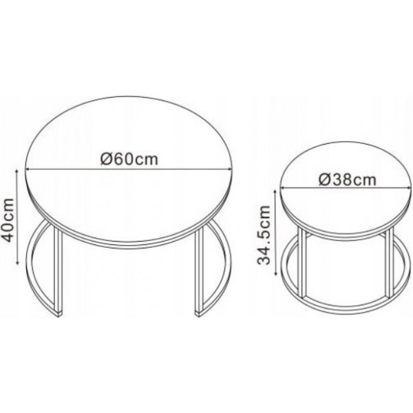 Ruffo Couchtisch Ø38/60 cm - Weißer Marmor/Silbergrau Ruffo Couchtisch Ø38/60 cm - Weißer Marmor/Silbergrau