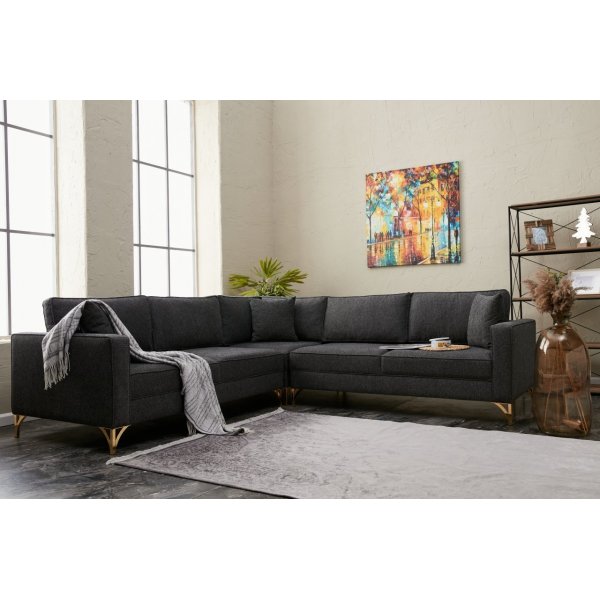 Berliner Ecksofa - Anthrazit/Gold