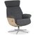 Komfort-Sessel mit Fuschemel - Grauer Stoff / Holz