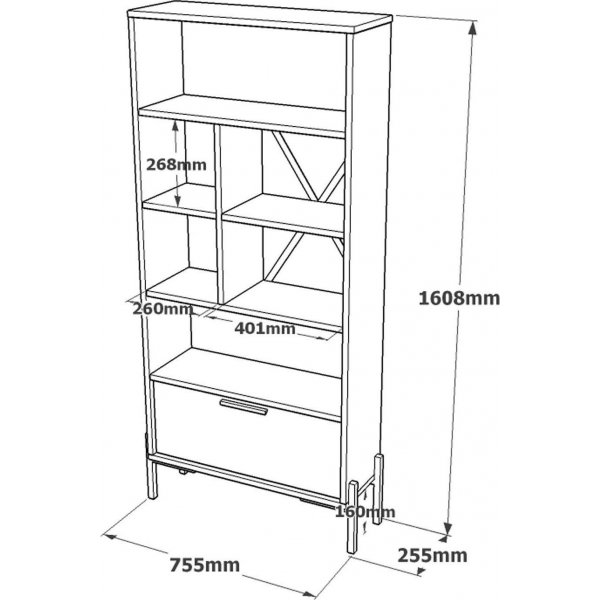 B�cherregal Vista - Braun/Beton/Anthrazit