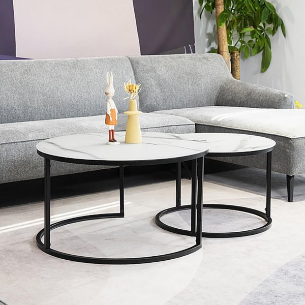 Harrisburg Couchtisch 80 x 80 cm - Wei/Schwarz