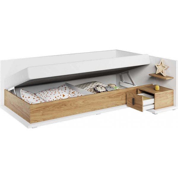 Simi Bett rechts 90 x 200 cm - Wei/Hickory