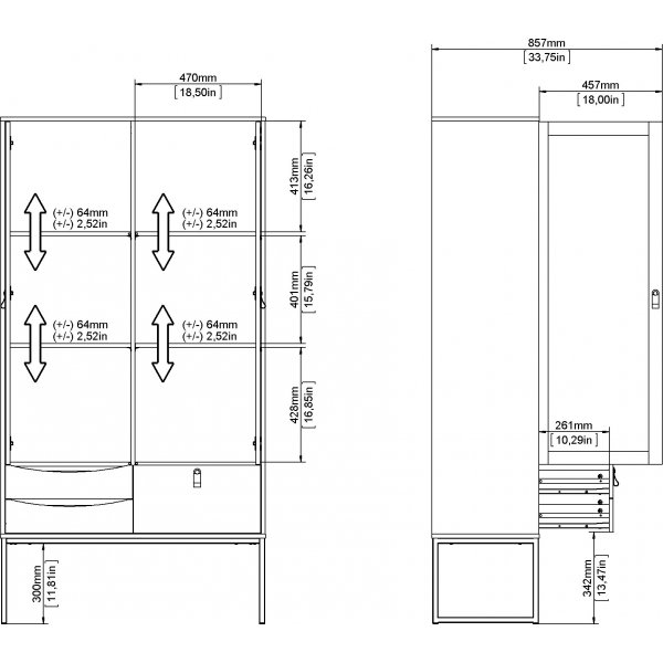Stoppelvitrine - Schwarz/Eiche