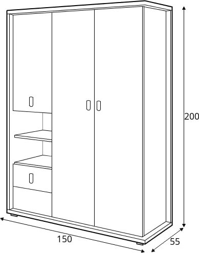 Simi Kleiderschrank 150 cm - Hickory/wei