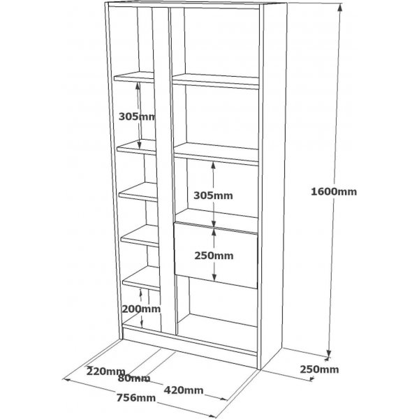 Luvio B�cherregal 21 - Eiche/wei�