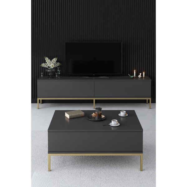 Lord Couchtisch 90 x 60 cm - Anthrazit/Gold