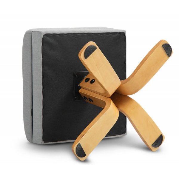 Verstellbarer Sessel Duva inklusive Fuhocker mit Stauraum - Grauer Stoff mit Holzbeinen