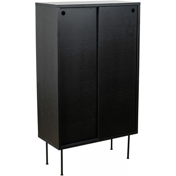 Volumenschrank mit Schiebetüren - Schwarz gebeizte Eiche Volumenschrank mit Schiebetüren - Schwarz gebeizte Eiche