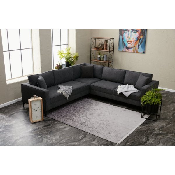Berliner Ecksofa - Anthrazit/Schwarz