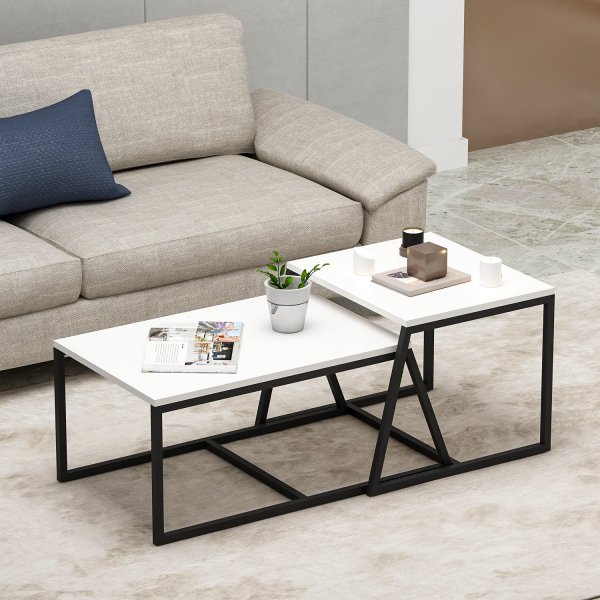 Couchtisch Pat 75/55 x 50/57 cm - Wei
