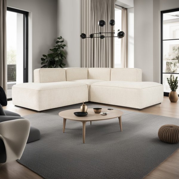Mehr Mini-Ecksofa - Creme