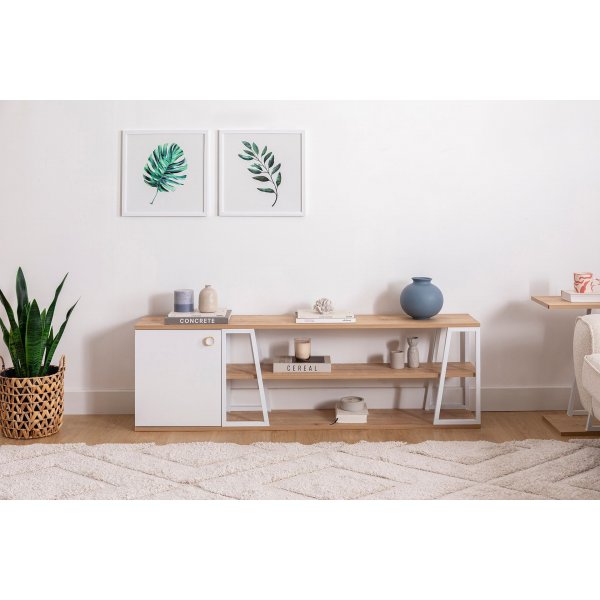 Lissa TV-Stnder 160 cm - Saphireiche/Wei