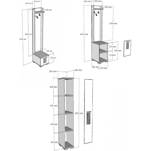 Asimo Kleiderbügel 100 x 44,6 x 183 cm - Weiß Asimo Kleiderbügel 100 x 44,6 x 183 cm - Weiß