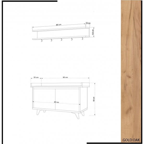 Arasso Flurmöbel - Eiche/weiß Arasso Flurmöbel - Eiche/weiß
