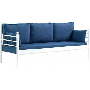 Manyas 3-Sitzer Outdoor-Sofa - Wei/Blau + Mbelpflegeset fr Textilien