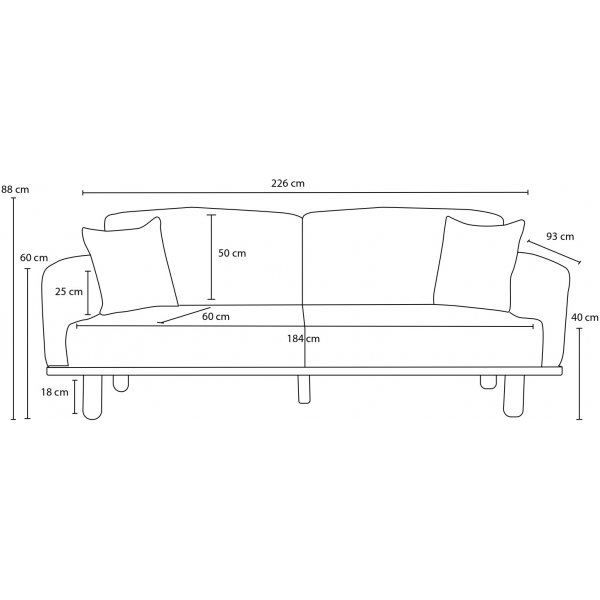 Reims 3-Sitzer-Sofa - Grau