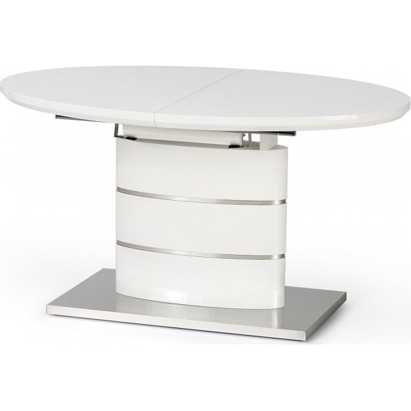 Evangeline ovaler Esstisch 140-180 cm - Wei Hochglanz / Chrom