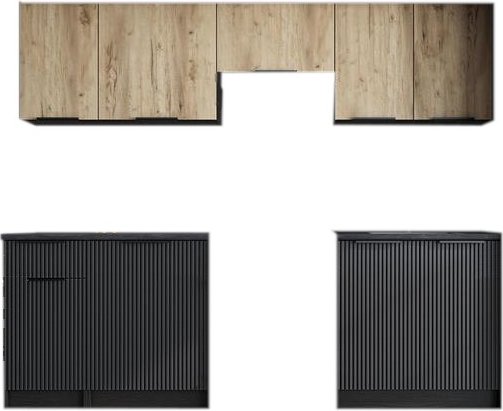 Komplette Küche Emma 240 cm - Artisan-Eiche/Schwarz Komplette Küche Emma 240 cm - Artisan-Eiche/Schwarz