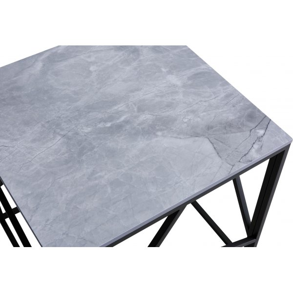 Kosmos Couchtisch 55 x 55 cm - Grauer Marmor/Schwarz