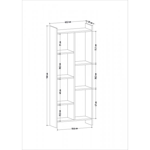 Bcherregal Eden - Eiche/wei