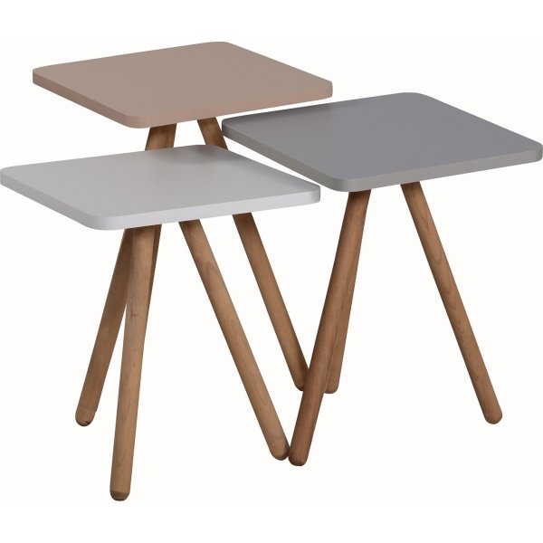 Dreifach gedeckter Tisch 34 x 34 cm - Wei/Cappuccino/Grau