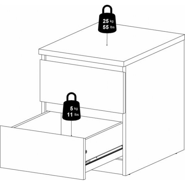 Naia Nachttisch 2 - Weiß Naia Nachttisch 2 - Weiß
